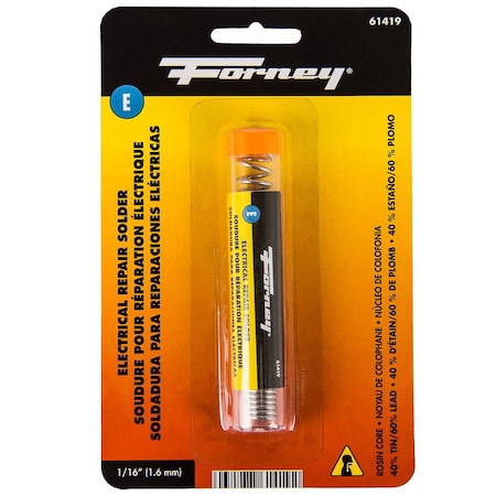 Forney Solder, Electrical Repair, Rosin Core, 1/16 in, .75 Ounce 61419